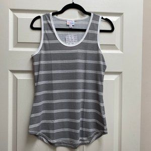 Gray and White Striped LuLaRoe LLR Tank Top NWT M